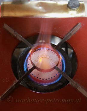 STANDARD Spirituskocher, Flammbild bei Vollbetrieb